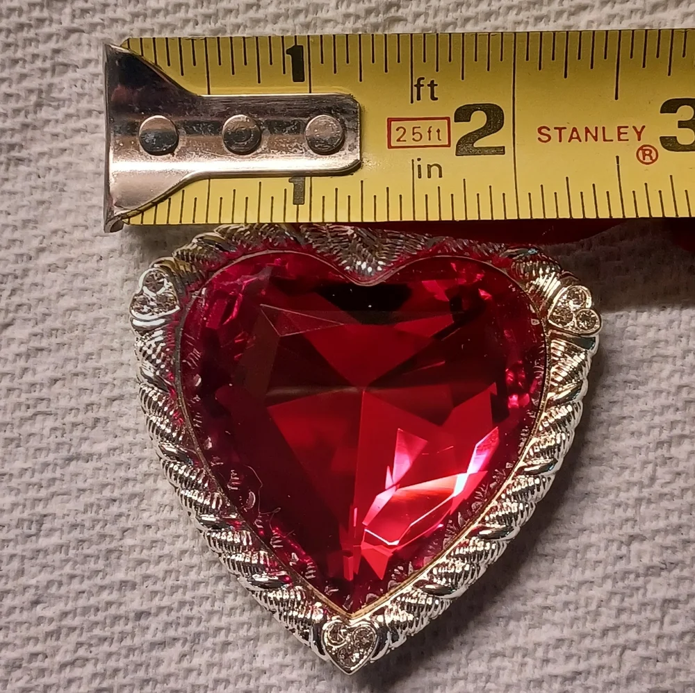 Judith Ripka Ornament Silvertone Red Crystal Heart In Original Box - Picture 4 of 6
